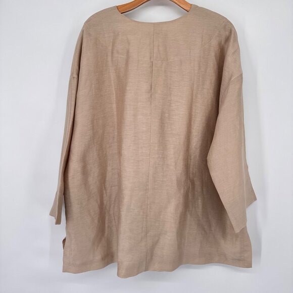 Modern Soul Womens Beige Linen Blend Jacket Pockets Unique Button Size Large - Picture 12 of 13